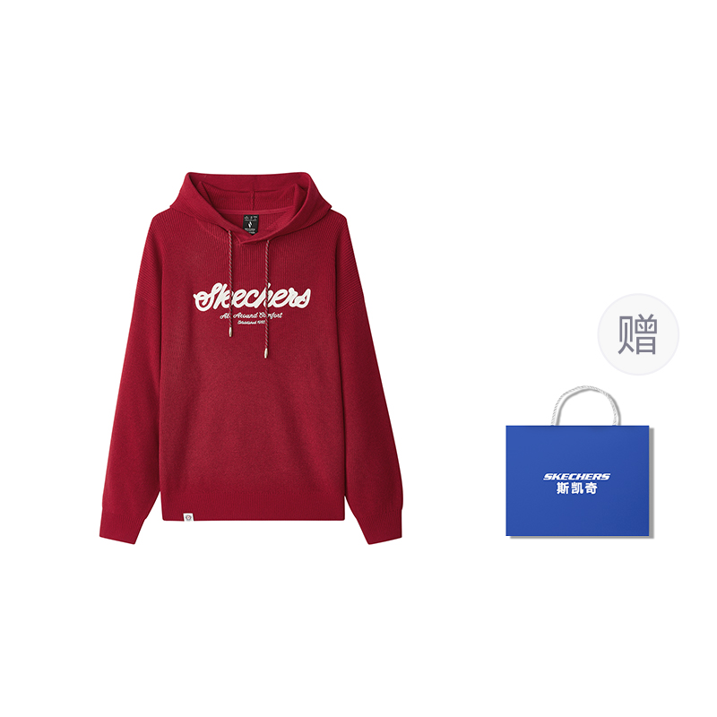 Skechers Unisex Embroidered Pullover Hoodie in Red - Sporty & Stylish Design L125U005-03LC