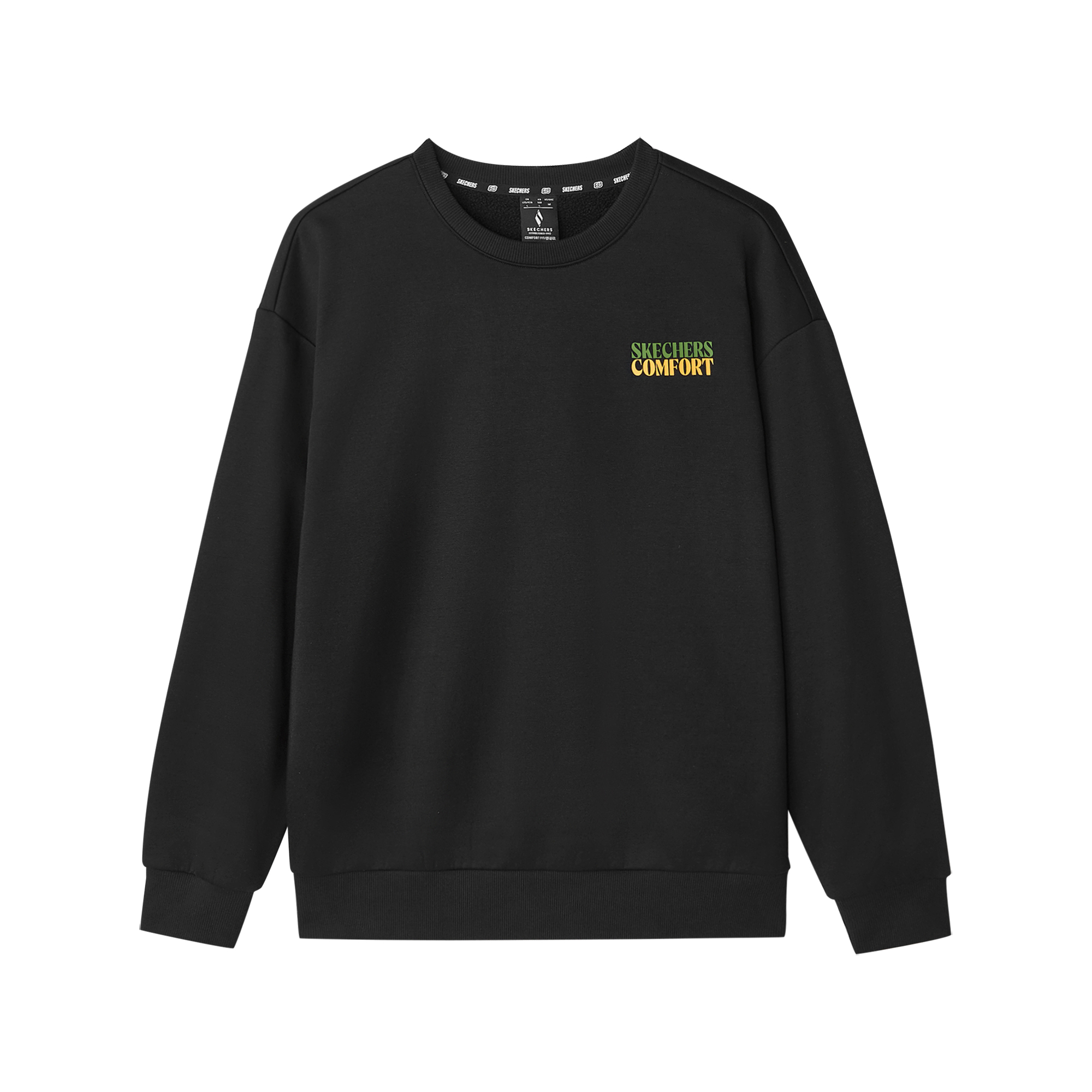 Skechers Unisex Fleece Warm Comfy Crewneck Pullover Sweatshirt - Carbon Black L424U315-0018