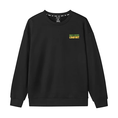 Skechers Unisex Fleece Warm Comfy Crewneck Pullover Sweatshirt - Carbon Black L424U315-0018