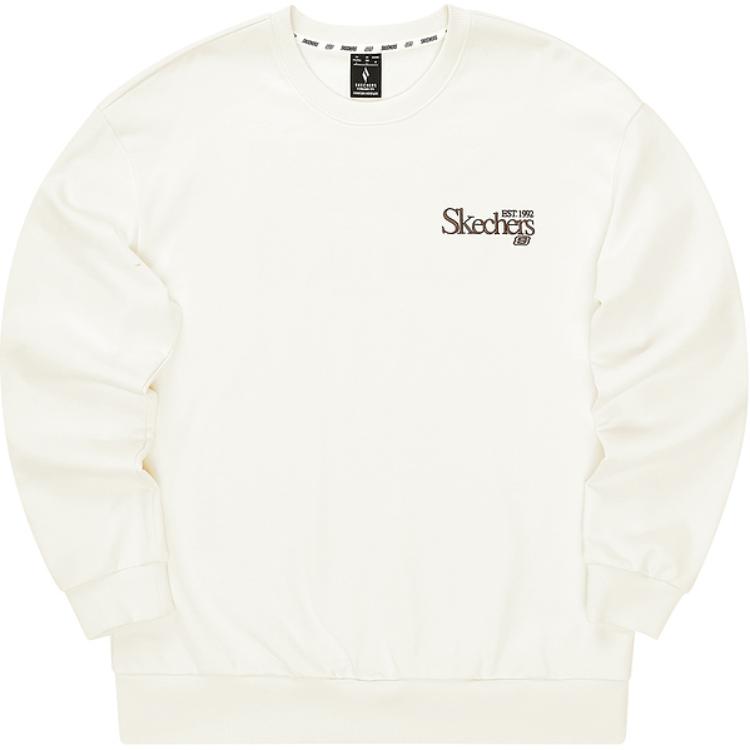 Skechers Unisex Knit Crewneck Letter Pullover Sweatshirt Pure White L324U107-01SV
