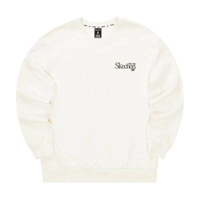 Skechers Unisex Knit Crewneck Letter Pullover Sweatshirt Pure White L324U107-01SV
