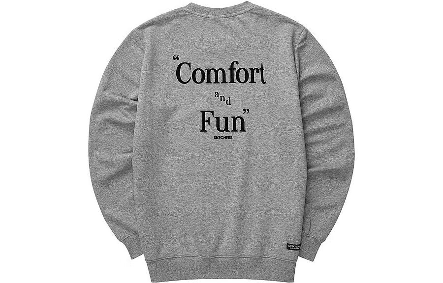 Skechers Unisex Letter Print Crewneck Knit Pullover Sweatshirt Light Gray L421U159-00RP