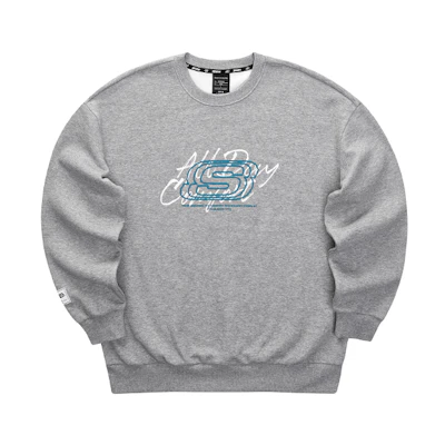 Skechers Unisex Loose-fit Letter Crewneck Sweatshirt in Heather Gray L323U124-004F