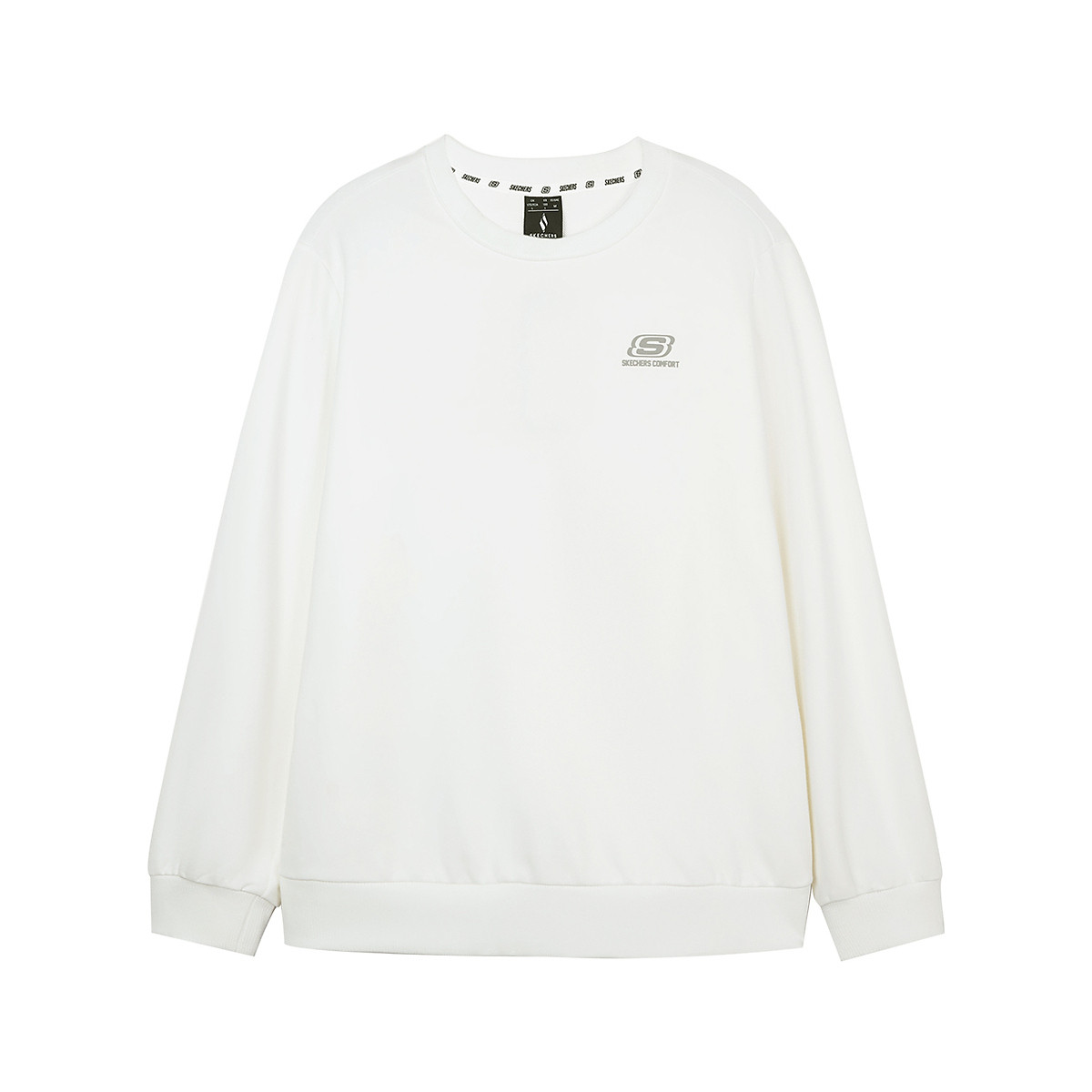 Skechers Unisex Soft Cottony White Crewneck Long Sleeve Sweatshirt L424U169-0074