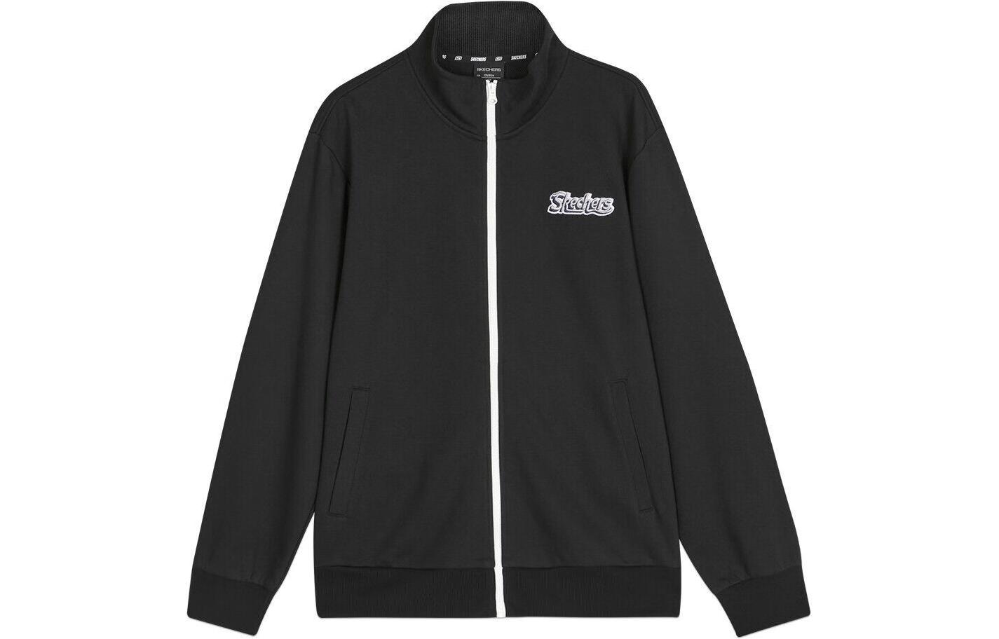 Skechers Unisex Solid Color Loose Fit Stand Collar Zip Jacket - Carbon Black L423U095-0018