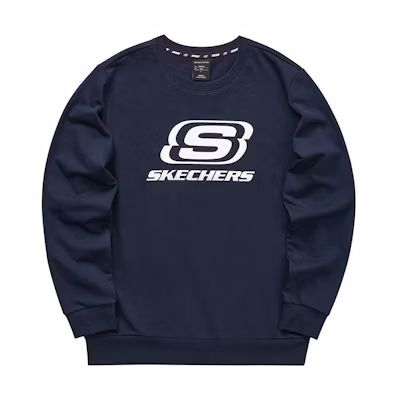 Skechers Unisex Solid Logo Pullover Crewneck Sweatshirt Long Sleeve L321M158