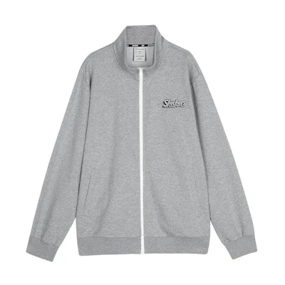Skechers Unisex Solid Loose Fit Stand Collar Zip Jacket in Heather Gray L423U095-004F