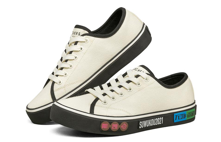 Lookbook Scarpe Skechers V''lites Fashion Canvas Bianche 666168-OFWT