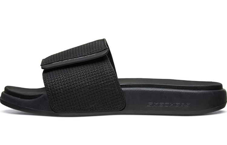 Skechers Velcro Flat Heel Sports Slippers Black 51729-BBK
