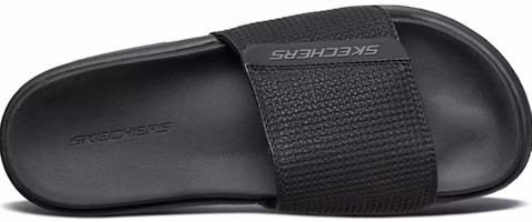 Lookbook Skechers Velcro Flat Heel Sports Slippers Black 51729-BBK
