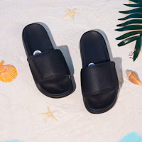 Sizing Skechers Velcro Flat Heel Sports Slippers Black 51729-BBK