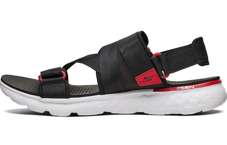 Skechers Velcro Outdoor Breathable Beach Sports Black Red Sandals 54263-BKRD
