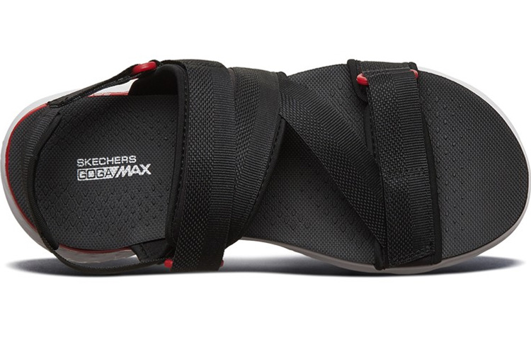 Lookbook 스케쳐스 벨크로 통기성 비치샌들 (검/빨) 54263-BKRD