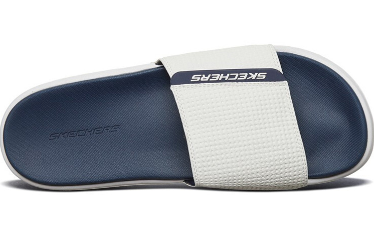 Lookbook Sandales de Sport Skechers à Scratch Plat Blanc Bleu Outdoor 51729-WNV