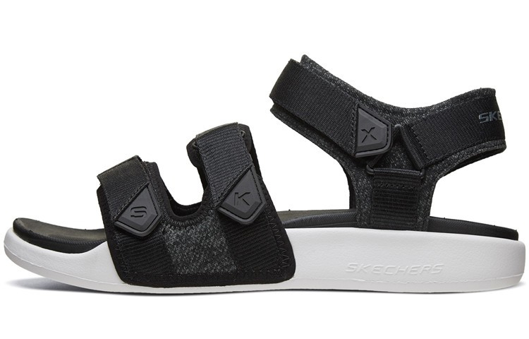 Buy 스케쳐스 찍찍이 아웃도어 블랙 화이트 샌들 666081-BKW