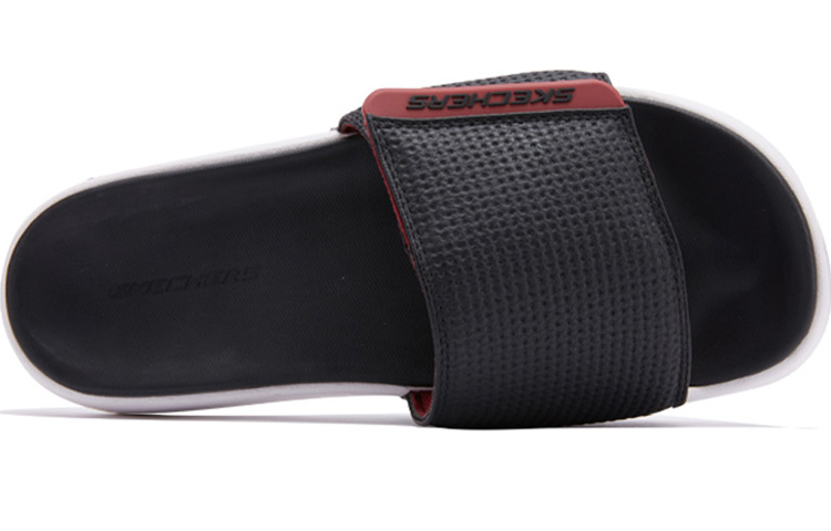 Lookbook Skechers Sandalias Deportivas Planas con Velcro Negro Rojo. 51729-BKRD