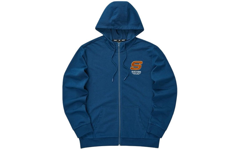 Skechers Vibrant Casual Embroidered Logo Hoodie Jacket Unisex Poseidon Blue L321U142-00H1