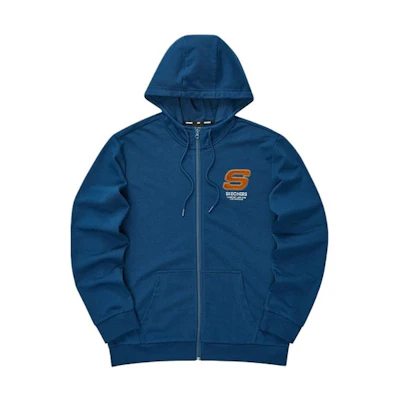 Skechers Vibrant Casual Embroidered Logo Hoodie Jacket Unisex Poseidon Blue L321U142-00H1