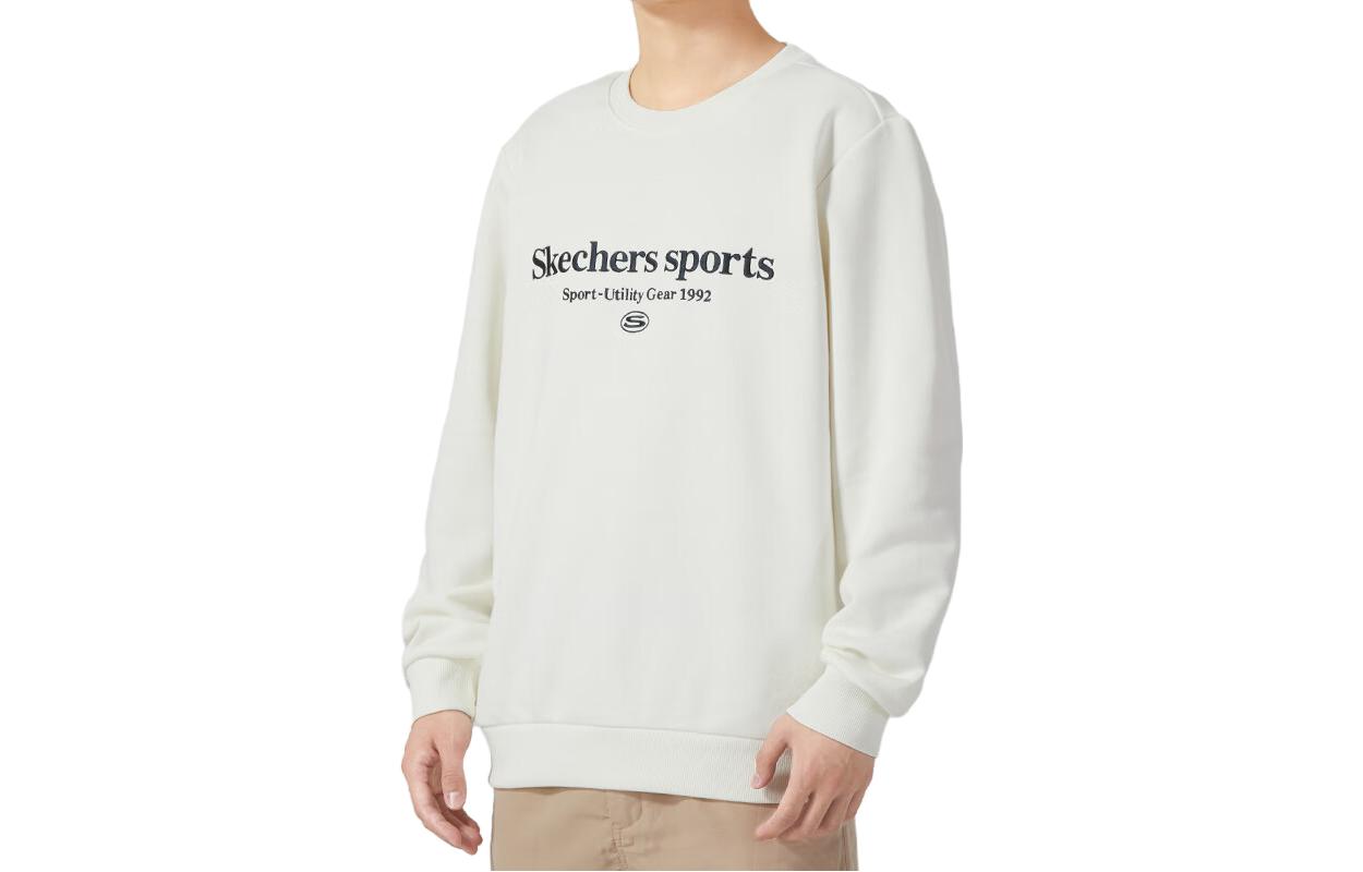 Skechers Vibrant Casual Letter Crewneck Pullover Sweatshirt White L423M003-0074