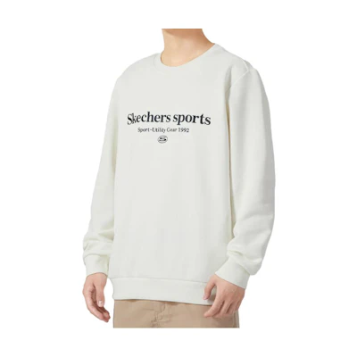 Skechers Vibrant Casual Letter Crewneck Pullover Sweatshirt White L423M003-0074