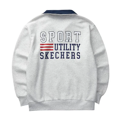 Skechers Vibrant Casual Series Letter Print Knit Pullover Sweatshirt Men Beige L423M039-02F0