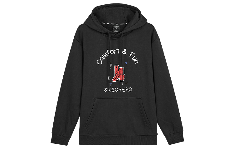 Skechers Vibrant Casual Series Letter Pullover Sweatshirt Unisex Black L421U171-0018