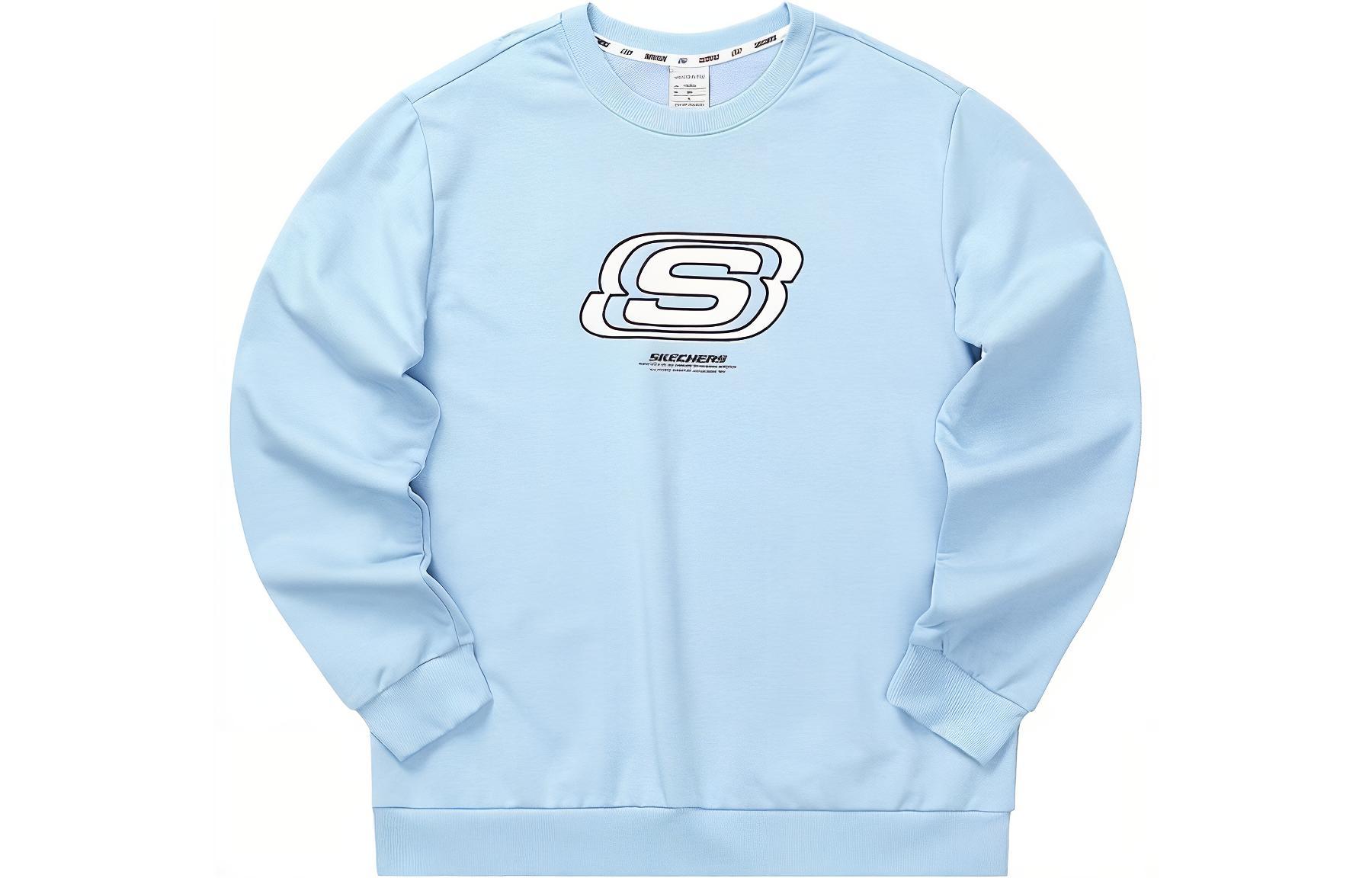 Skechers Vibrant Casual Series Letter Pullover Sweatshirt Unisex Air Blue L322U083-01CQ