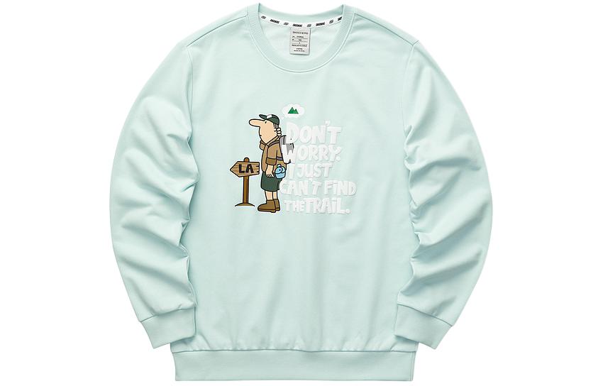 Skechers Walk Cartoon Logo Loose Crewneck Sweatshirt Men Ice Blue L122M076-01US