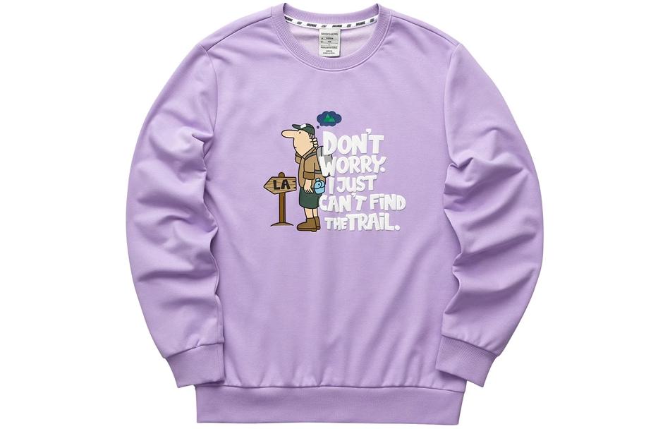 Skechers Walk Letter Cartoon Oversized Crewneck Sweatshirt Men’s Purple Rose L122M076-01NE