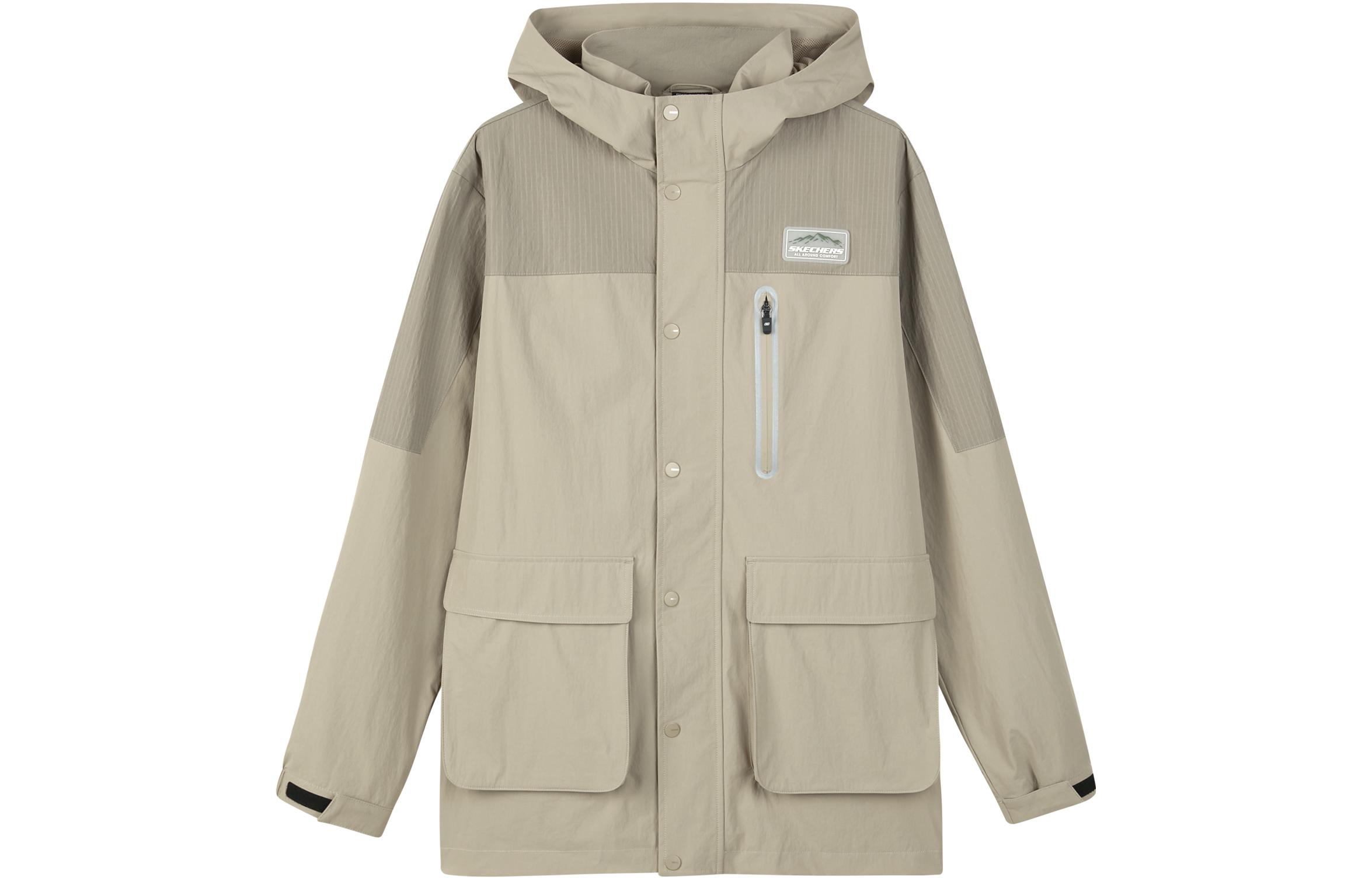 Skechers Walking Series Hooded Letter Print Jacket - Rock Beige L223M082-00V8