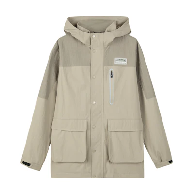 Skechers Walking Series Hooded Letter Print Jacket - Rock Beige L223M082-00V8