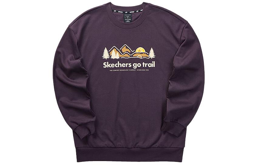 Skechers Walking Series Printed Letter Crewneck Sweatshirt Unisex Purple Red L423U067-02JB