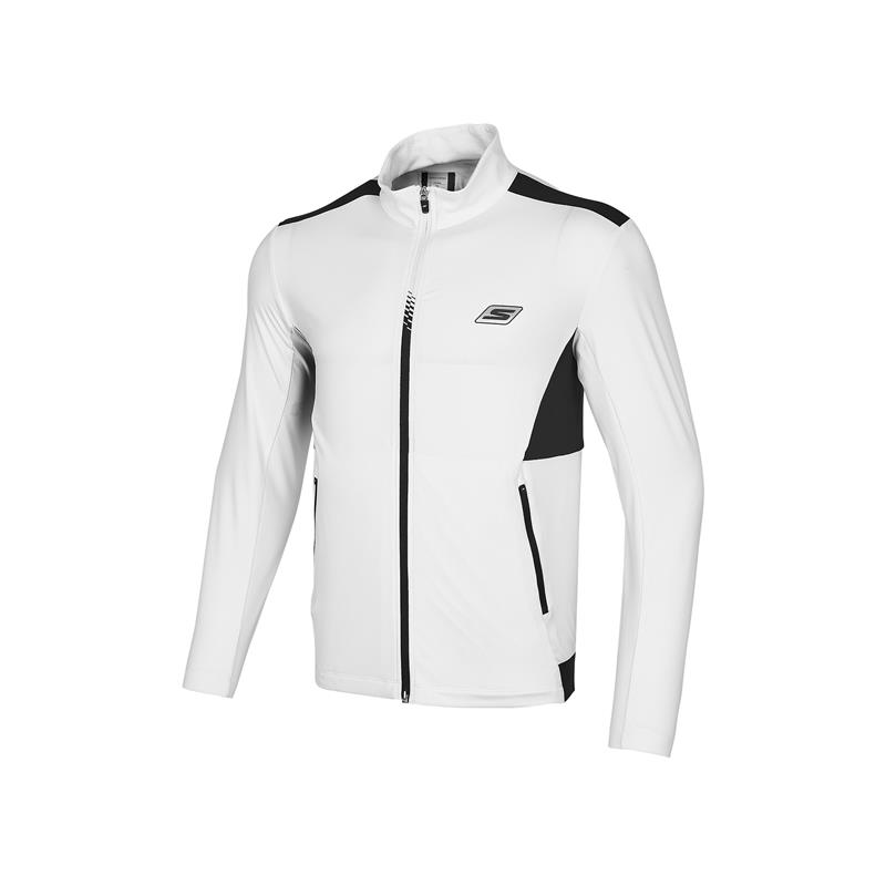 Skechers White Colorblock Logo Print Stand Collar Jacket P221M011