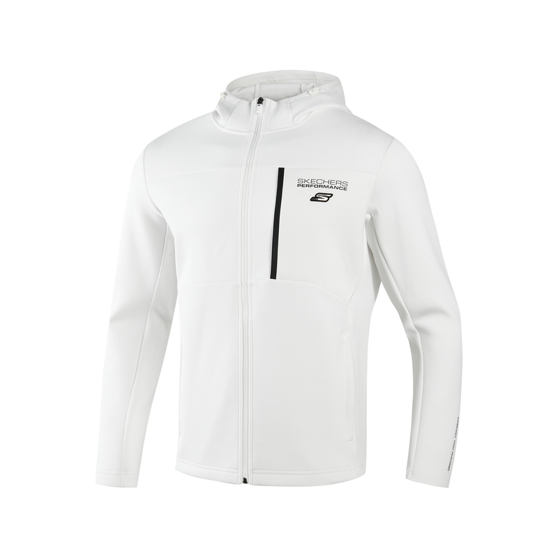 Skechers White Logo Hooded Zip Jacket - Comfortable & Minimalistic P422M005-000Q
