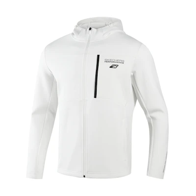 Skechers White Logo Hooded Zip Jacket - Comfortable & Minimalistic P422M005-000Q