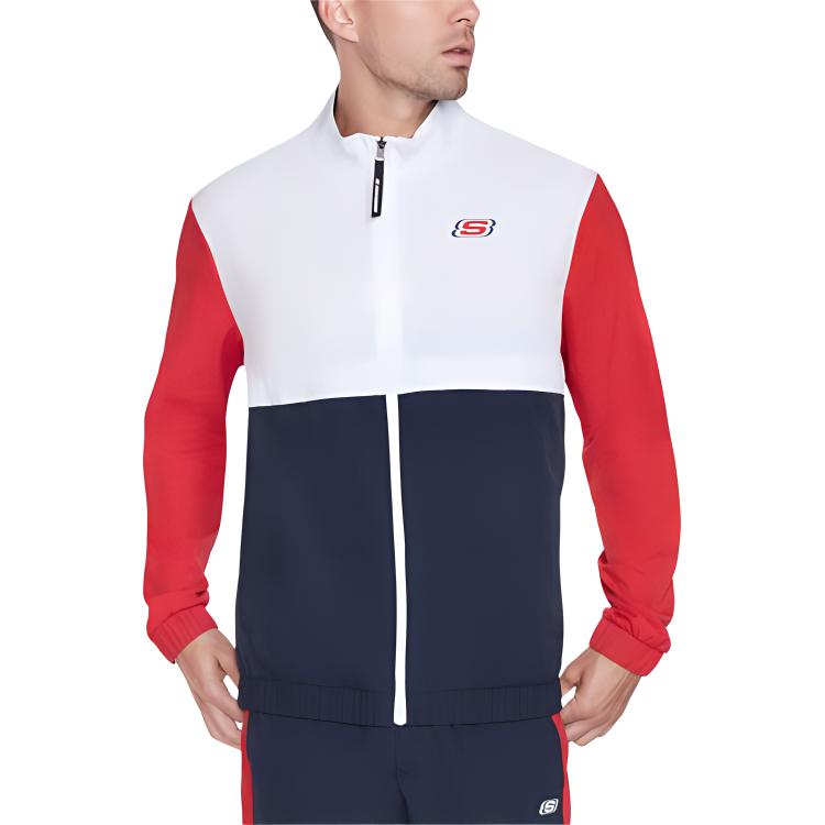 Skechers White/Red/Navy Casual Jacket - Comfortable & Stylish M2JA87-WRNV