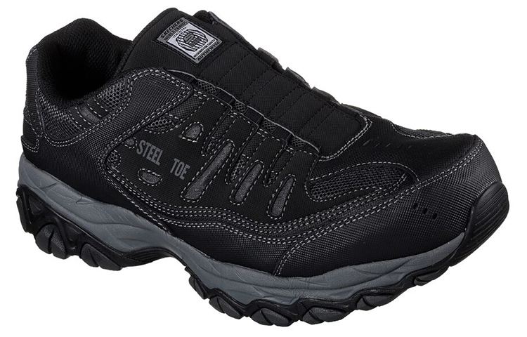 Lookbook Skechers Work Cankton Ebbitt ST 'Black Breathable Low-Top Casual Running' 77161-BLK