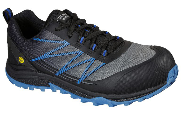 Lookbook Skechers Kerja Puxal ESD Comp Toe 'Hitam Biru' 200046-BKBL