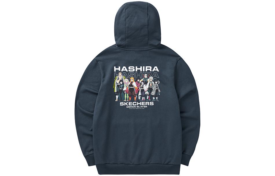 Skechers Demon Slayer Hoodie Navy Blue Unisex Anime Letter Print Collection L422U051-010N