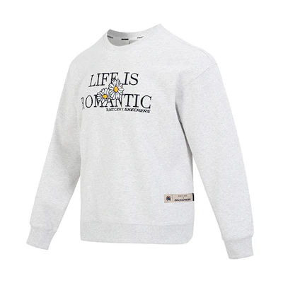 Skechers ROMANTIC CROWN Letter Print Casual Crewneck Sweatshirt Men L123U003