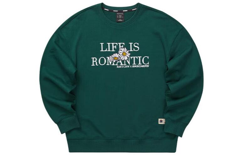 Skechers Romantic Crown Unisex Letter Logo Crewneck Sweatshirt Yellow Green L123U003-02A2