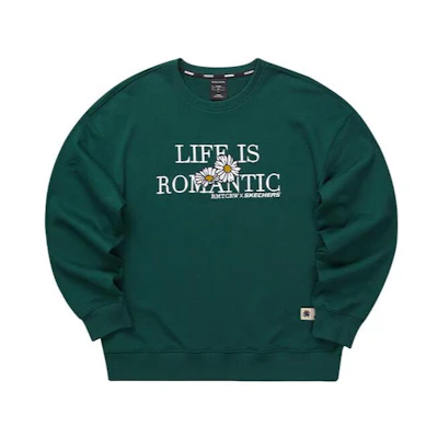 Skechers Romantic Crown Unisex Letter Logo Crewneck Sweatshirt Yellow Green L123U003-02A2