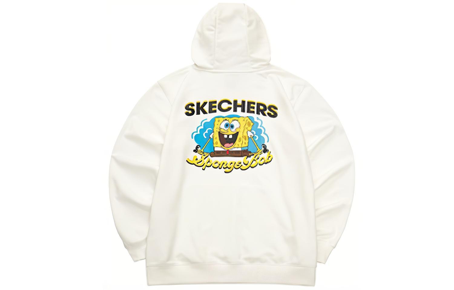 Skechers x SpongeBob Hoodie Cartoon Logo Print Pullover Sweatshirt - L122M034