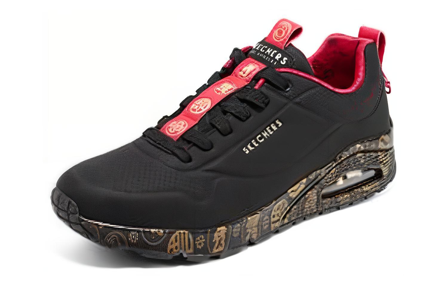 Lookbook 斯凱奇 2023CNY防滑耐磨低幫運動休閒鞋 黑紅色