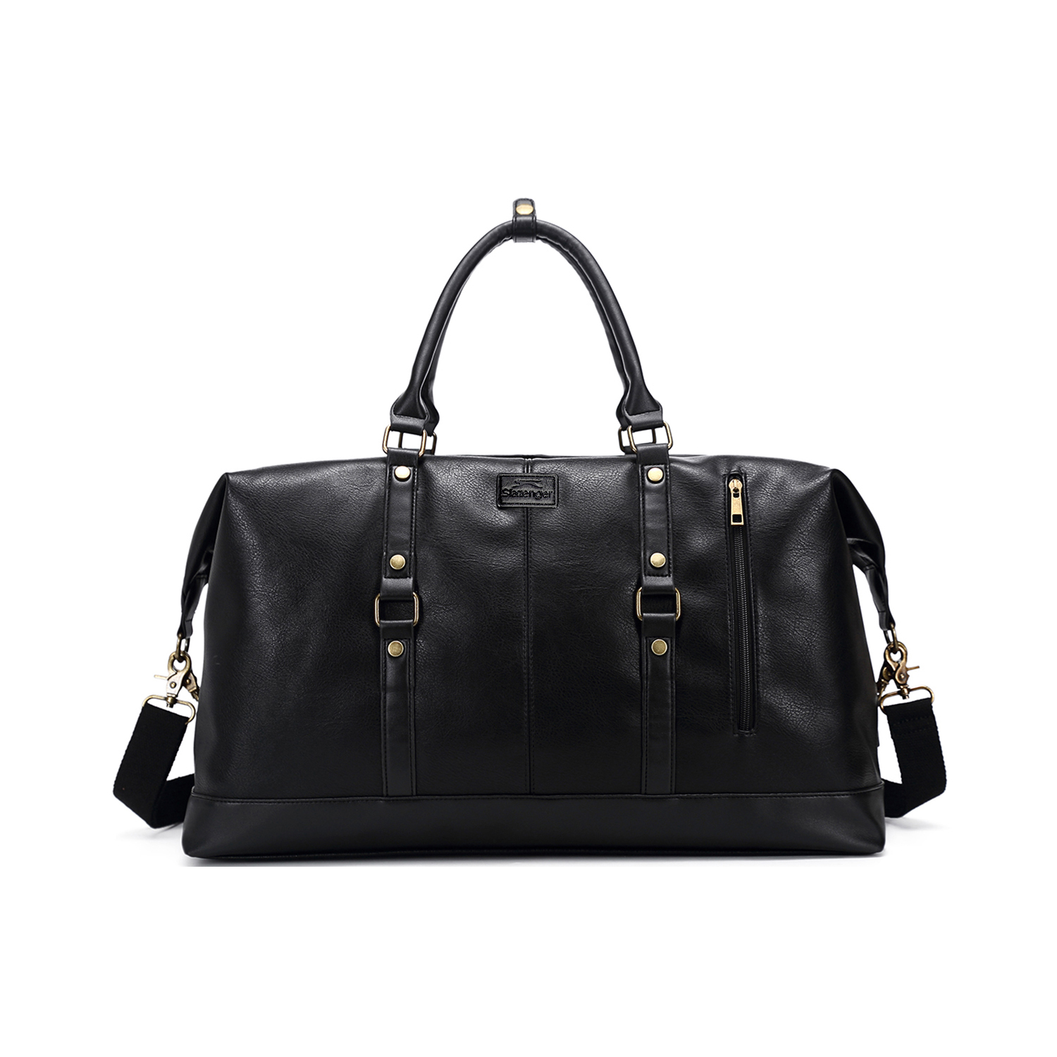 Buy Slazenger Classic Large PU Gym Duffle Bag with Detachable Strap Unisex - Black/Brown SLA6374