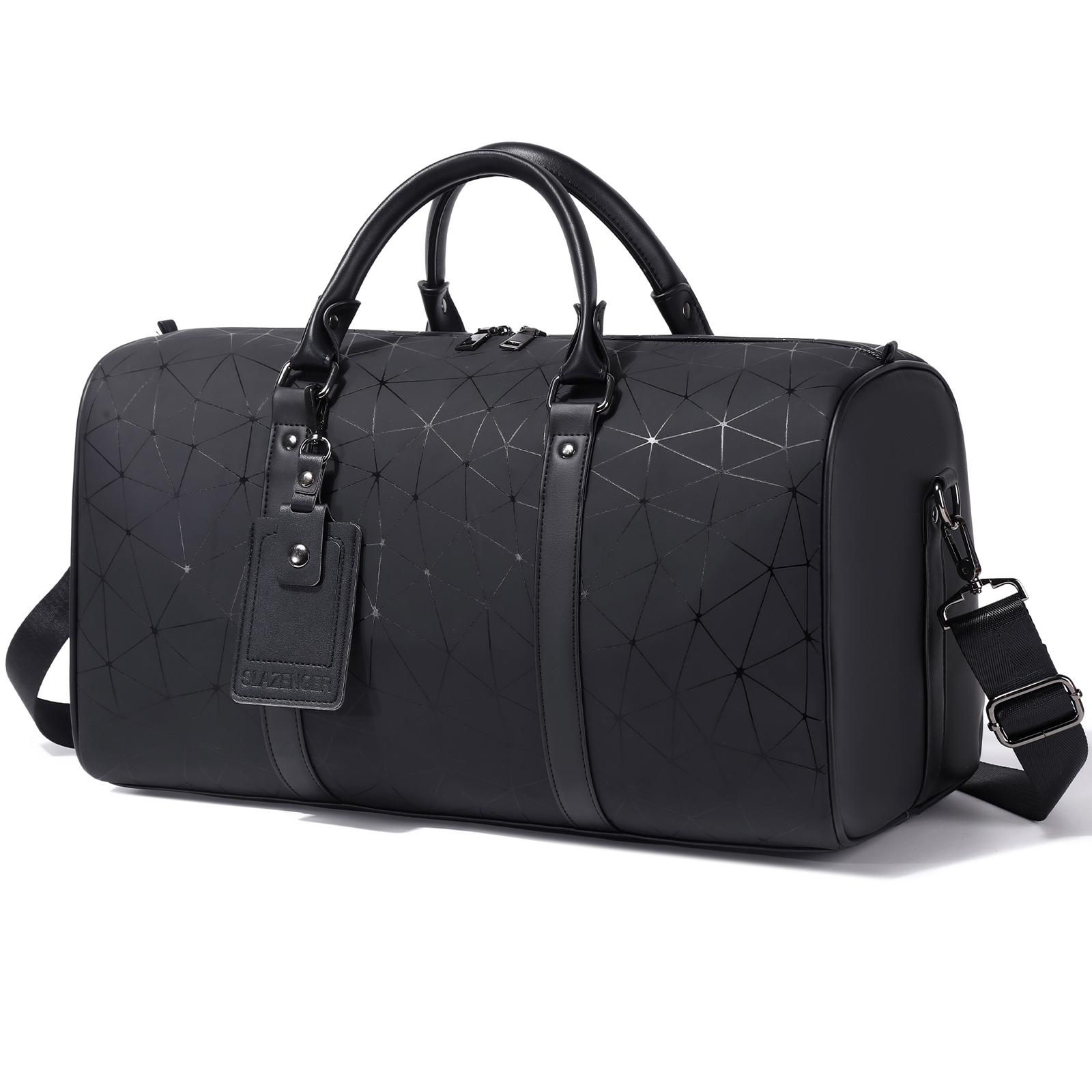 Slazenger Geometric Print PU Travel Duffel Bag - Unisex Gym & Training Bag SLA8514
