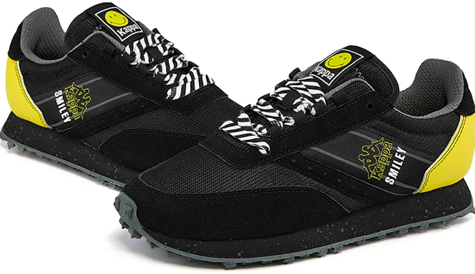Kappa Smiley x Retro Sneakers ''Zwart Geel'' KPCTHMM82C-990 Details for Kappa Smiley x Retro Sneakers ''Zwart Geel'' KPCTHMM82C-990