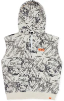 Spalding All-Over Print Letter Sleeveless Hooded Jacket - Unisex White LBW00TK009-05 Spalding All-Over Print Letter Sleeveless Hooded Jacket - Unisex White LBW00TK009-05