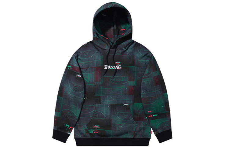 Spalding Basketball Hoodie Pullover Black Green LBS01SH002-15