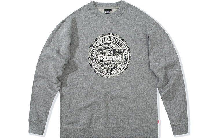Spalding Basketball Logo Print Crewneck Sweatshirt Unisex Light Gray LAW01SW007-22